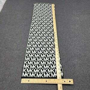 Michael Kors MK Logo Knit Scarf Black White Reversible Winter Unisex